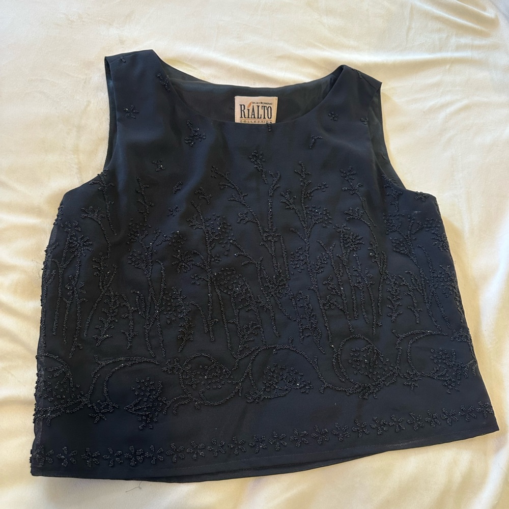 Vintage Rialto Boxy Black Bead Embroidered Top